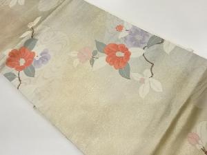 引箔流水に椿模様織出し名古屋帯